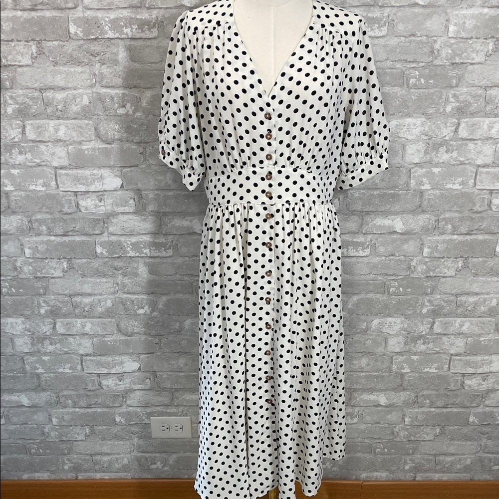 Ellison Black and White Polka Dot Midi Dress